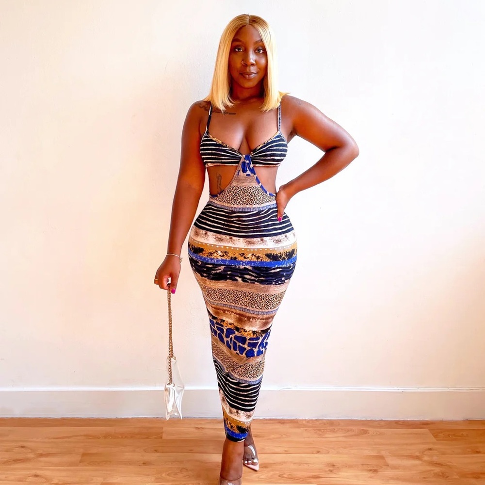 Wild For You Cutout Maxi Dress in Blue